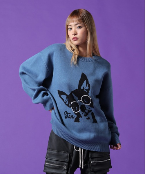 DANKE SCHON（ダンケシェーン）の「【WEB&DEPOT限定】DankeSchon/ダンケシェーン/W Jacquard DOG KNIT（ニット/セーター・レディース・ホワイト系2/ブルー/チャコールグレー・L/M/XL）」の20枚目の写真