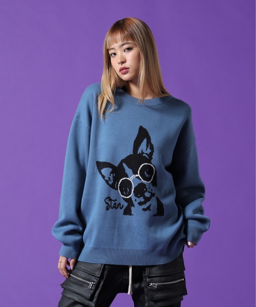 DANKE SCHON（ダンケシェーン）の「【WEB&DEPOT限定】DankeSchon/ダンケシェーン/W Jacquard DOG KNIT（ニット/セーター・レディース・ホワイト系2/ブルー/チャコールグレー・L/M/XL）」の21枚目の写真