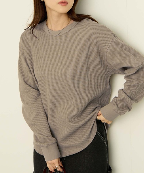 NAVY（ネイビー）の「nAvy リラックスFITワッフルロングTシャツ（Tシャツ/カットソー・メンズ・チャコールグレー/グレー/アイボリー/ベージュ・XL/L/M/S）」の4枚目の写真
