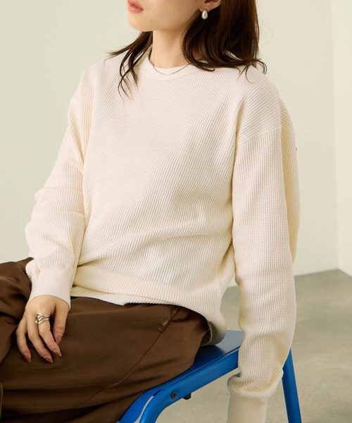 NAVY（ネイビー）の「nAvy リラックスFITワッフルロングTシャツ（Tシャツ/カットソー・メンズ・チャコールグレー/グレー/アイボリー/ベージュ・XL/L/M/S）」の2枚目の写真