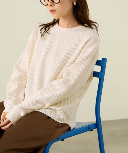 NAVY（ネイビー）の「nAvy リラックスFITワッフルロングTシャツ（Tシャツ/カットソー・メンズ・チャコールグレー/グレー/アイボリー/ベージュ・XL/L/M/S）」の14枚目の写真