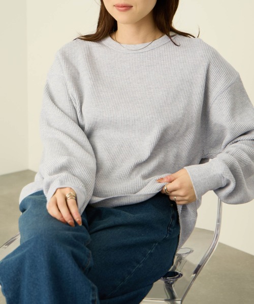 NAVY（ネイビー）の「nAvy リラックスFITワッフルロングTシャツ（Tシャツ/カットソー・メンズ・チャコールグレー/グレー/アイボリー/ベージュ・XL/L/M/S）」の18枚目の写真