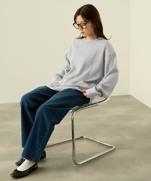 NAVY（ネイビー）の「nAvy リラックスFITワッフルロングTシャツ（Tシャツ/カットソー・メンズ・チャコールグレー/グレー/アイボリー/ベージュ・XL/L/M/S）」の19枚目の写真