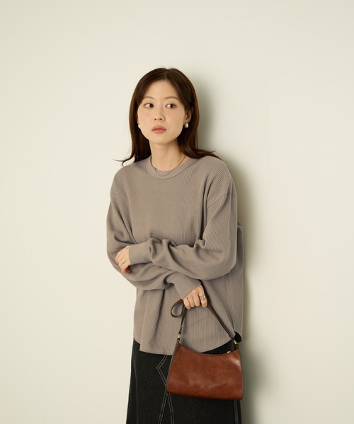 NAVY（ネイビー）の「nAvy リラックスFITワッフルロングTシャツ（Tシャツ/カットソー・メンズ・チャコールグレー/グレー/アイボリー/ベージュ・XL/L/M/S）」の21枚目の写真