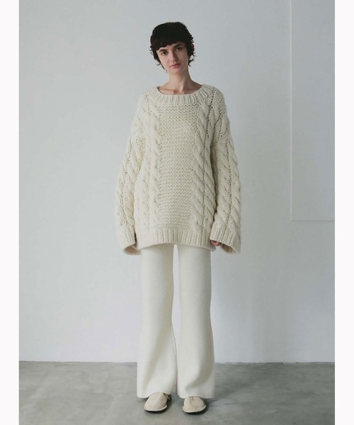 HER.（ハー）の「ニットパンツ（その他パンツ・レディース・グレー/ホワイト・フリー）」の2枚目の写真