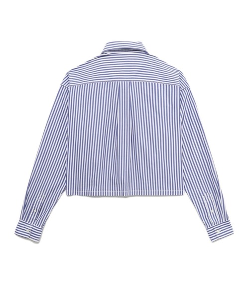 A BATHING APE（アベイシングエイプ）の「HEART BADGE STRIPE CROP SHIRT #1（シャツ/ブラウス・レディース・ブルー・FREE）」の2枚目の写真