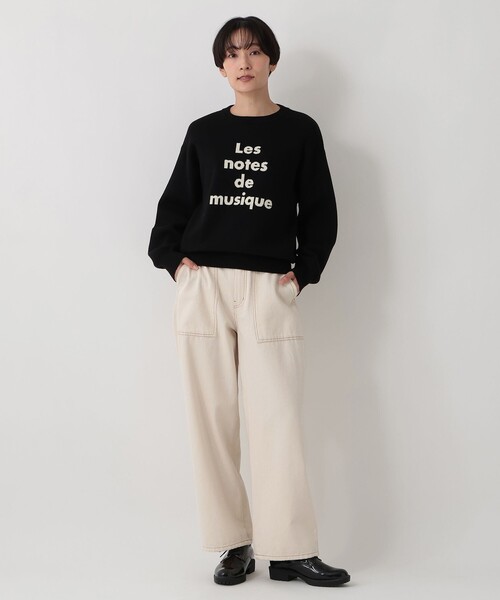 Afternoon Tea（アフタヌーンティー）の「MON JOURNALタイポグラフィージャカードプルオーバー（Tシャツ/カットソー・レディース・グレー/ベージュ/ブラック・MEDIUM）」の6枚目の写真