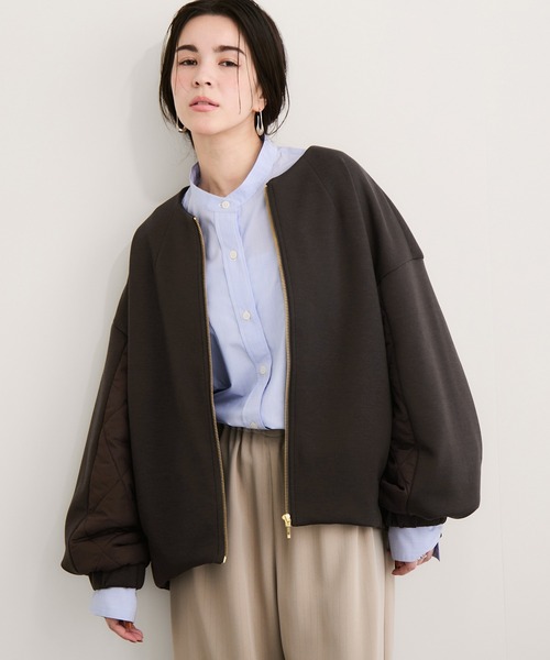 le cercle ADAM ET ROPE'(ルセルクルアダムエロペ)の「ダンボールキルトコンビブルゾン(ブルゾン・レディース・グレー/ブラウン系その他2/ブラック・FREE)」の2枚目の写真