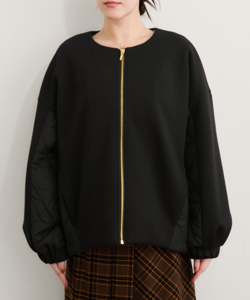 シャルロッテ⭐︎DOUDOU 異素材切替チェック柄ブルゾン 定価1.7万円