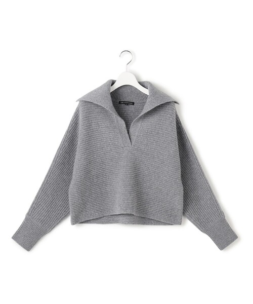 洗える】ウールカシミヤチャンキー クロップド スキッパーニット