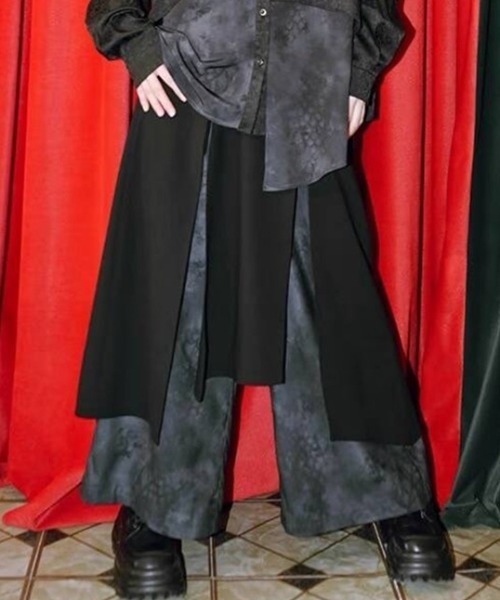 SHIBUYA Zy.(シブヤジー)の「Doppel Shadowフェイクレイヤードワイドパンツ(その他パンツ・メンズ・ブラック・S/M/L)」の2枚目の写真