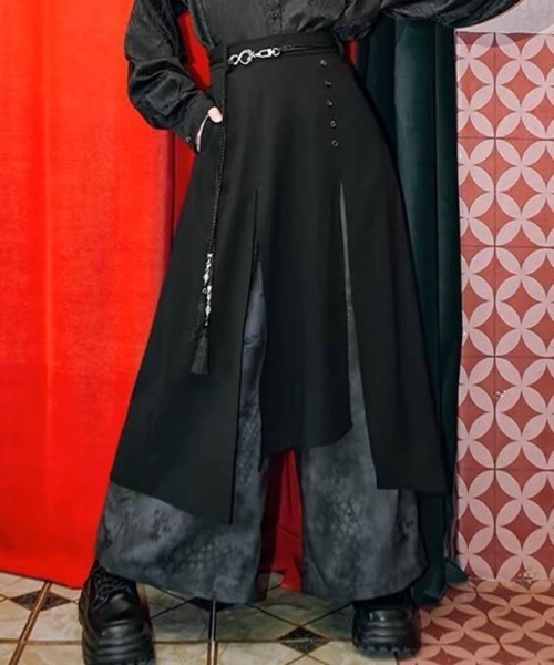 SHIBUYA Zy.(シブヤジー)の「Doppel Shadowフェイクレイヤードワイドパンツ(その他パンツ・メンズ・ブラック・S/M/L)」の4枚目の写真