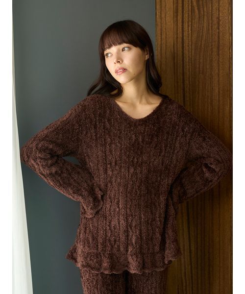 セール】フェザー柄編みプルオーバー（ルームウェア/パジャマ