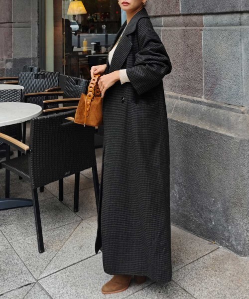 エストレジャ　ブラック　チェック　コート esutoreja（エストレジャ）の「ガンクラブチェックロングコート