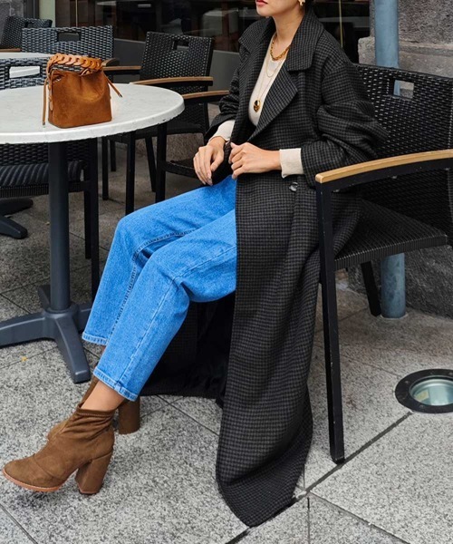 エストレジャ　ブラック　チェック　コート esutoreja（エストレジャ）の「ガンクラブチェックロングコート