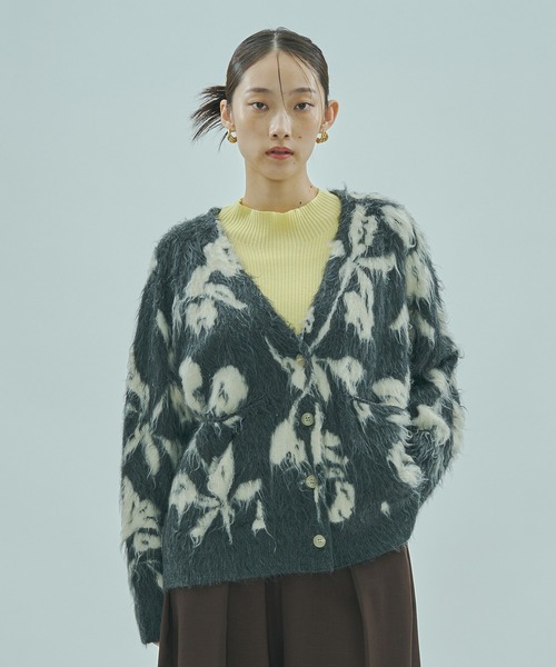 ROSE BUD（ローズバッド）の「FLOWER JACQUARD CARDIGAN（カーディガン/ボレロ・レディース・グレー/イエロー/ブラウン・ONE SIZE）」の22枚目の写真