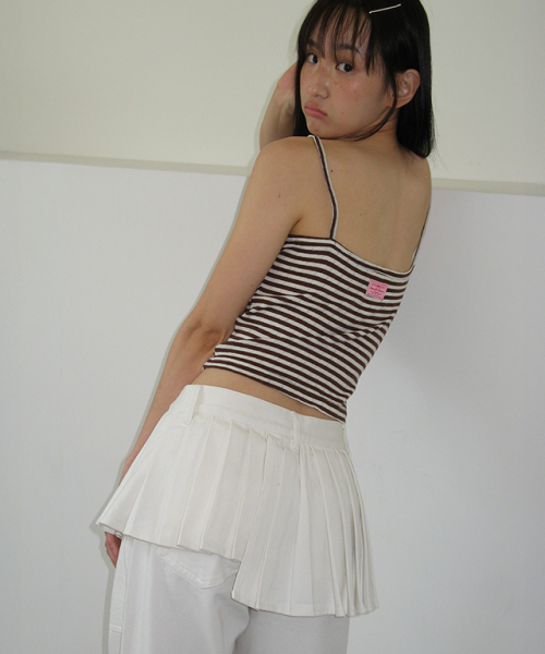 RONRON（ロンロン）の「HEART BUTTON GOLGI SLEEVELESS BROWN STRIPE（Tシャツ/カットソー・レディース・その他・FREE）」の3枚目の写真