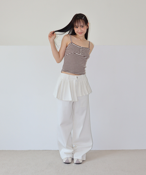 RONRON（ロンロン）の「HEART BUTTON GOLGI SLEEVELESS BROWN STRIPE（Tシャツ/カットソー・レディース・その他・FREE）」の4枚目の写真