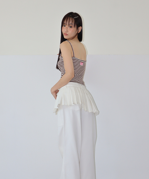 RONRON（ロンロン）の「HEART BUTTON GOLGI SLEEVELESS BROWN STRIPE（Tシャツ/カットソー・レディース・その他・FREE）」の5枚目の写真