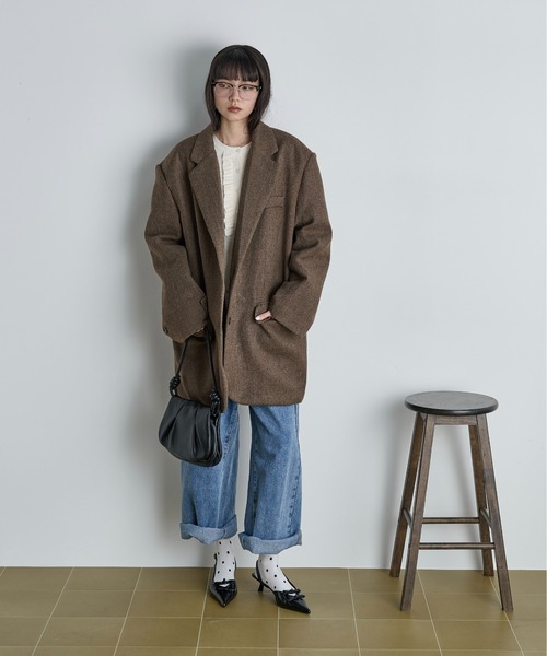 THE YOn（ザヨン）の「ヘリテージグランパジャケット（テーラードジャケット・レディース・ブラウン/グレー・FREE）」の11枚目の写真