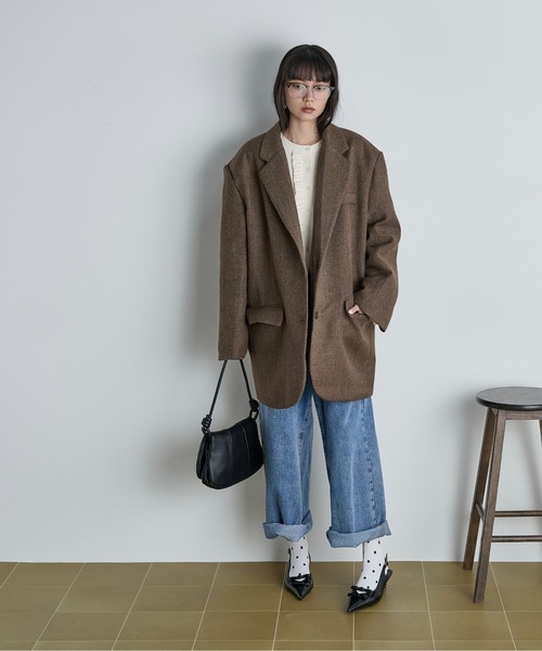 THE YOn（ザヨン）の「ヘリテージグランパジャケット（テーラードジャケット・レディース・ブラウン/グレー・FREE）」の12枚目の写真