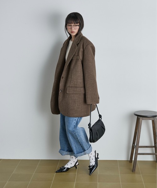 THE YOn（ザヨン）の「ヘリテージグランパジャケット（テーラードジャケット・レディース・ブラウン/グレー・FREE）」の13枚目の写真