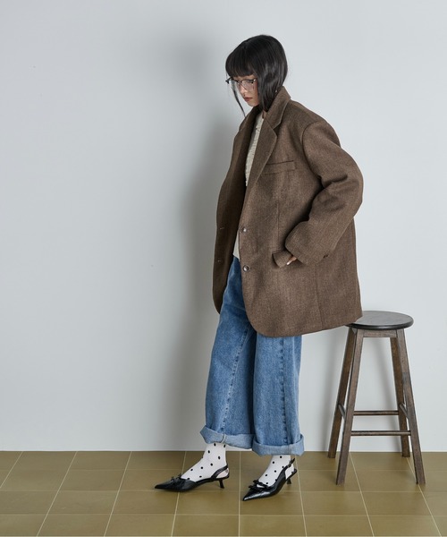 THE YOn（ザヨン）の「ヘリテージグランパジャケット（テーラードジャケット・レディース・ブラウン/グレー・FREE）」の16枚目の写真