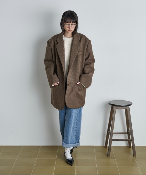 THE YOn（ザヨン）の「ヘリテージグランパジャケット（テーラードジャケット・レディース・ブラウン/グレー・FREE）」の15枚目の写真