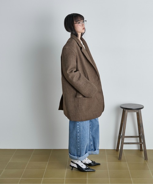 THE YOn（ザヨン）の「ヘリテージグランパジャケット（テーラードジャケット・レディース・ブラウン/グレー・FREE）」の17枚目の写真