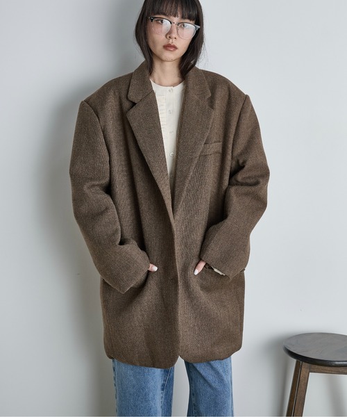 THE YOn（ザヨン）の「ヘリテージグランパジャケット（テーラードジャケット・レディース・ブラウン/グレー・FREE）」の4枚目の写真