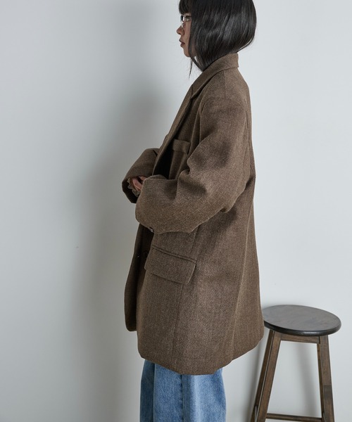 THE YOn（ザヨン）の「ヘリテージグランパジャケット（テーラードジャケット・レディース・ブラウン/グレー・FREE）」の6枚目の写真