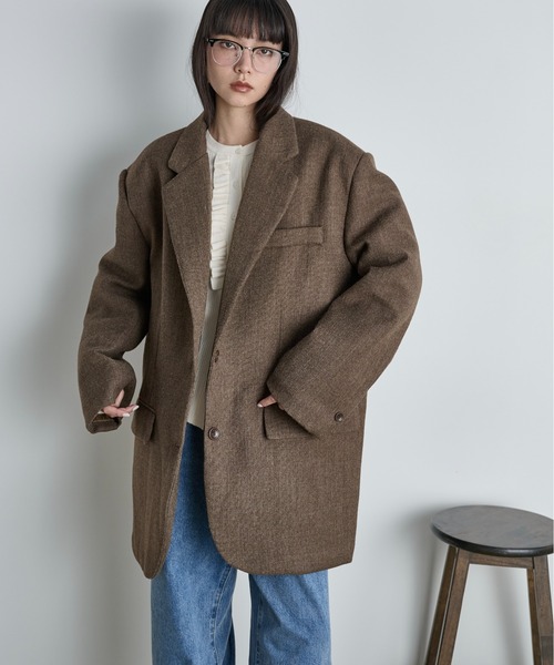 THE YOn（ザヨン）の「ヘリテージグランパジャケット（テーラードジャケット・レディース・ブラウン/グレー・FREE）」の5枚目の写真