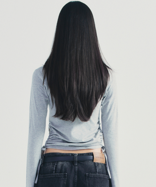NICK&NICOLE(ニックアンドニコール)の「LABEL STRING SLIM LONG SLEEVE TOP_GRAY(Tシャツ/カットソー・レディース・その他・FREE)」の3枚目の写真
