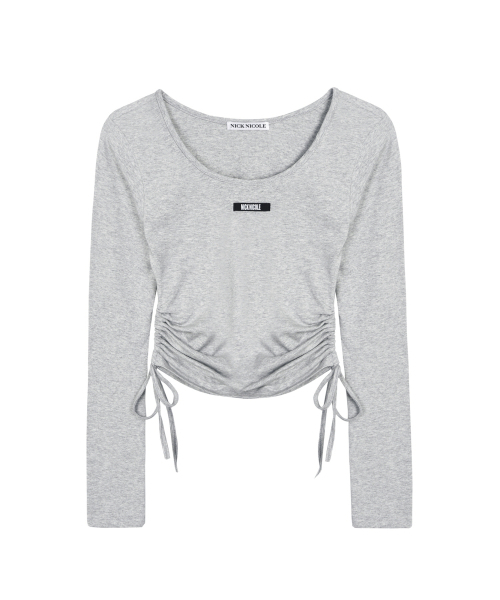 NICK&NICOLE(ニックアンドニコール)の「LABEL STRING SLIM LONG SLEEVE TOP_GRAY(Tシャツ/カットソー・レディース・その他・FREE)」の4枚目の写真