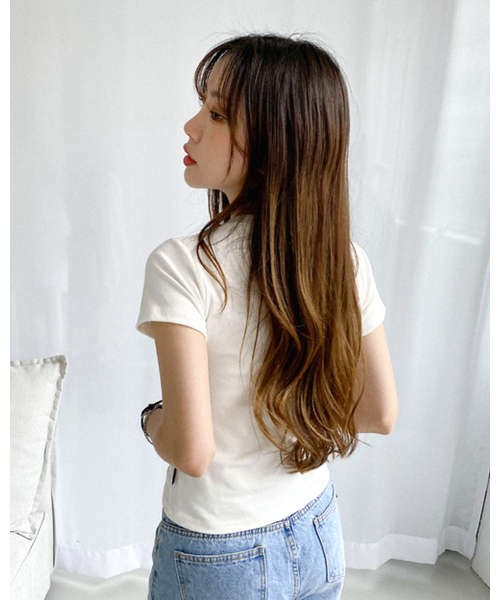 muahmuah（ムーアムーア）の「スリムフィットレギュラー半袖Tシャツ[2色]（Tシャツ/カットソー・レディース・ブラック/ブルー/ホワイト/ライトグレー・FREE）」の14枚目の写真