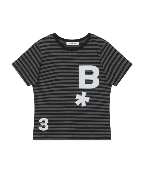 BAUF（バウフ）の「B logo スリムフィットTシャツ [ストライプブラック]（Tシャツ/カットソー・レディース・その他・FREE）」の2枚目の写真