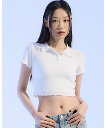 MOAA（モア）の「Frill Edge Crop (WHITE)（Tシャツ/カットソー）」