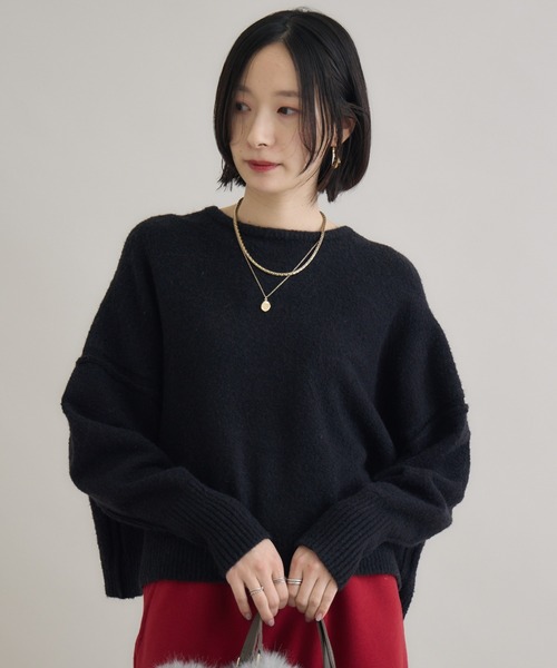 Paradise Picnic（パラダイスピクニック）の「Dignite Collier バックリボンニット（ニット/セーター・レディース・ホワイト/ブラック/ブラウン/グリーン・FREE）」の3枚目の写真