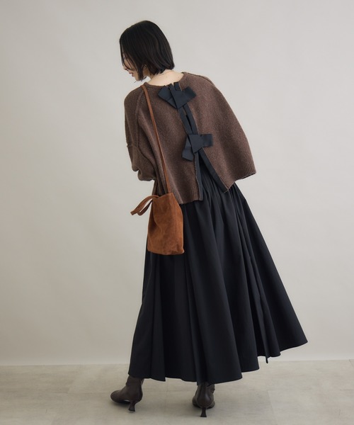 Paradise Picnic（パラダイスピクニック）の「Dignite Collier バックリボンニット（ニット/セーター・レディース・ホワイト/ブラック/ブラウン/グリーン・FREE）」の8枚目の写真