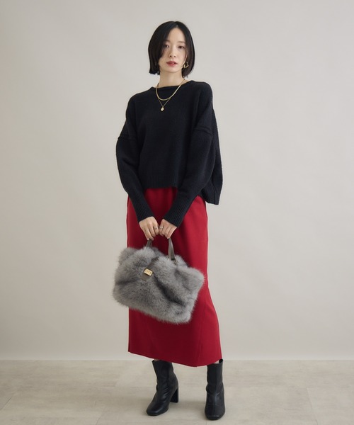 Paradise Picnic（パラダイスピクニック）の「Dignite Collier バックリボンニット（ニット/セーター・レディース・ホワイト/ブラック/ブラウン/グリーン・FREE）」の16枚目の写真