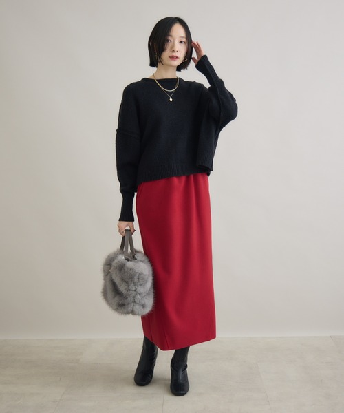 Paradise Picnic（パラダイスピクニック）の「Dignite Collier バックリボンニット（ニット/セーター・レディース・ホワイト/ブラック/ブラウン/グリーン・FREE）」の18枚目の写真