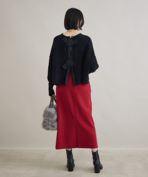 Paradise Picnic（パラダイスピクニック）の「Dignite Collier バックリボンニット（ニット/セーター・レディース・ホワイト/ブラック/ブラウン/グリーン・FREE）」の19枚目の写真