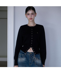 Eyelet Round Cardigan [Black]