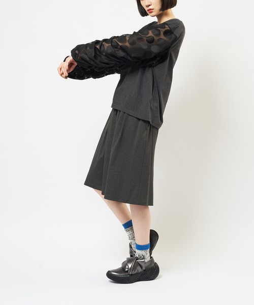 gomme(ゴム)の「コンビネーション ギャザースリーブT(Tシャツ/カットソー・レディース・チャコールグレー/ブラック・MEDIUM)」の19枚目の写真