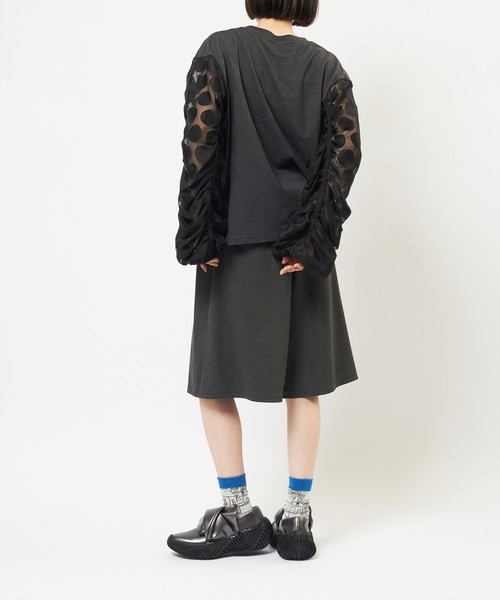 gomme(ゴム)の「コンビネーション ギャザースリーブT(Tシャツ/カットソー・レディース・チャコールグレー/ブラック・MEDIUM)」の20枚目の写真