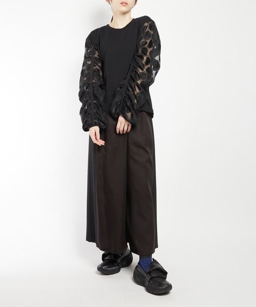 gomme(ゴム)の「コンビネーション ギャザースリーブT(Tシャツ/カットソー・レディース・チャコールグレー/ブラック・MEDIUM)」の11枚目の写真