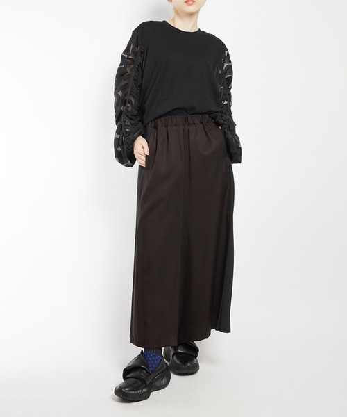 gomme(ゴム)の「コンビネーション ギャザースリーブT(Tシャツ/カットソー・レディース・チャコールグレー/ブラック・MEDIUM)」の12枚目の写真