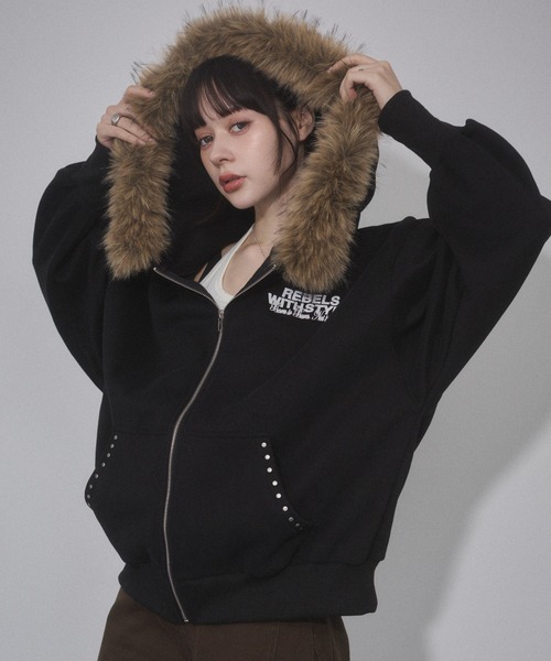 アンビー　ENVYM パーカー ENVYM（アンビー） パーカー ビッグシルエットロゴパーカー レディース