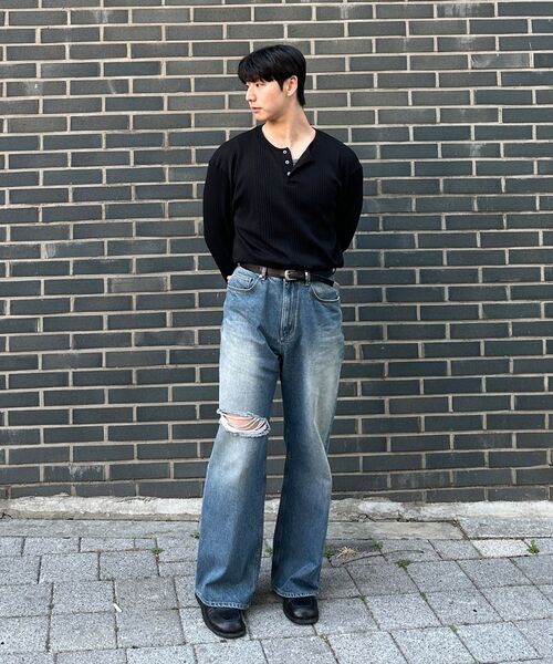 JUAN HOMME（ジュアンオム）の「ヘンリーネックロングスリーブTシャツ（ホワイト）（Tシャツ/カットソー・メンズ・ホワイト・SMALL/MEDIUM/LARGE）」の4枚目の写真