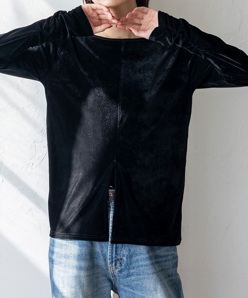 VitaFelice(ヴィータフェリーチェ)の「センタースリット2WAYベロアトップス(Tシャツ/カットソー・レディース・ブラック/ブラウン/ベージュ系その他・FREE)」の19枚目の写真